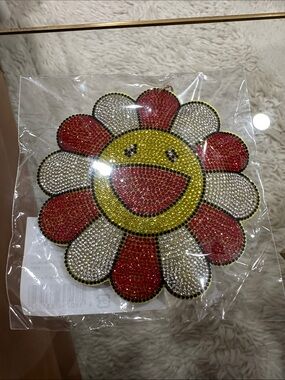 Takashi Murakami Plush Flower Glitter Rhinestone Keychain